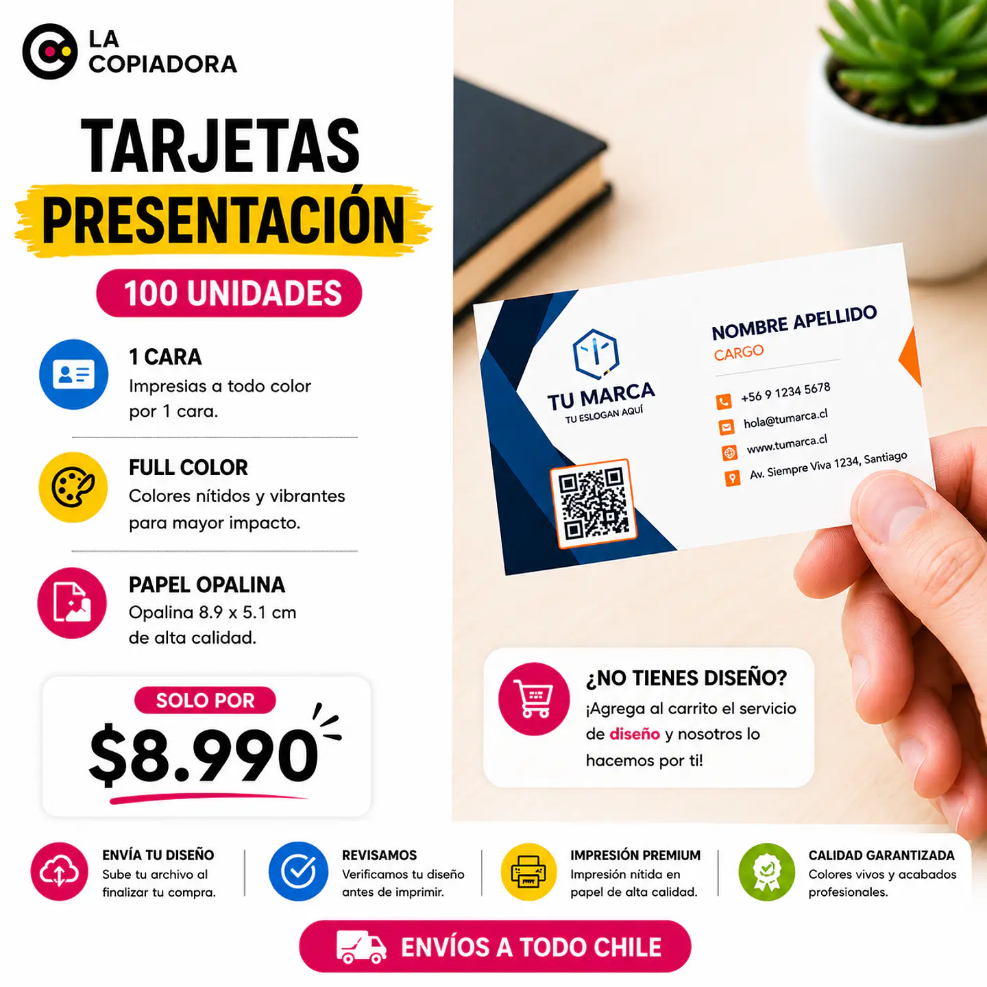 Tarjetas de Presentación - Una cara - 250 gr – 100 Unidades 1