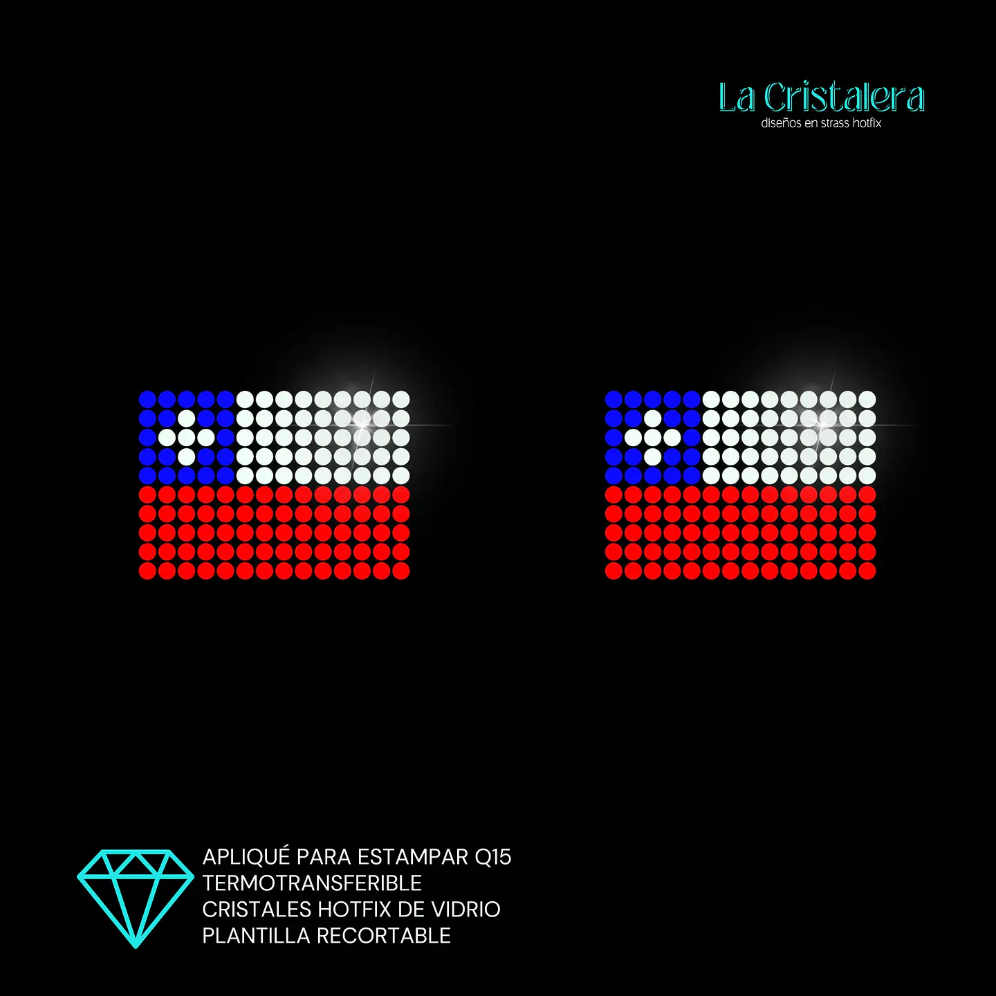 Lámina de Strass Hotfix Bandera Chilena ss10 1