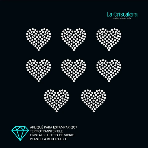 Lámina de Strass Hotfix Corazones 8 un. ss10