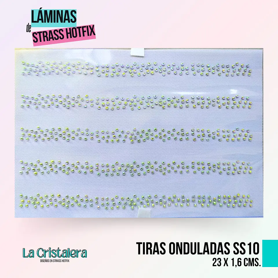 Lámina de Strass Hotfix Tiras Efecto Ondulado ss10 1