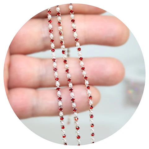 Cadena Strass Y Perlas Ss6 Engarzadas Soutage 
