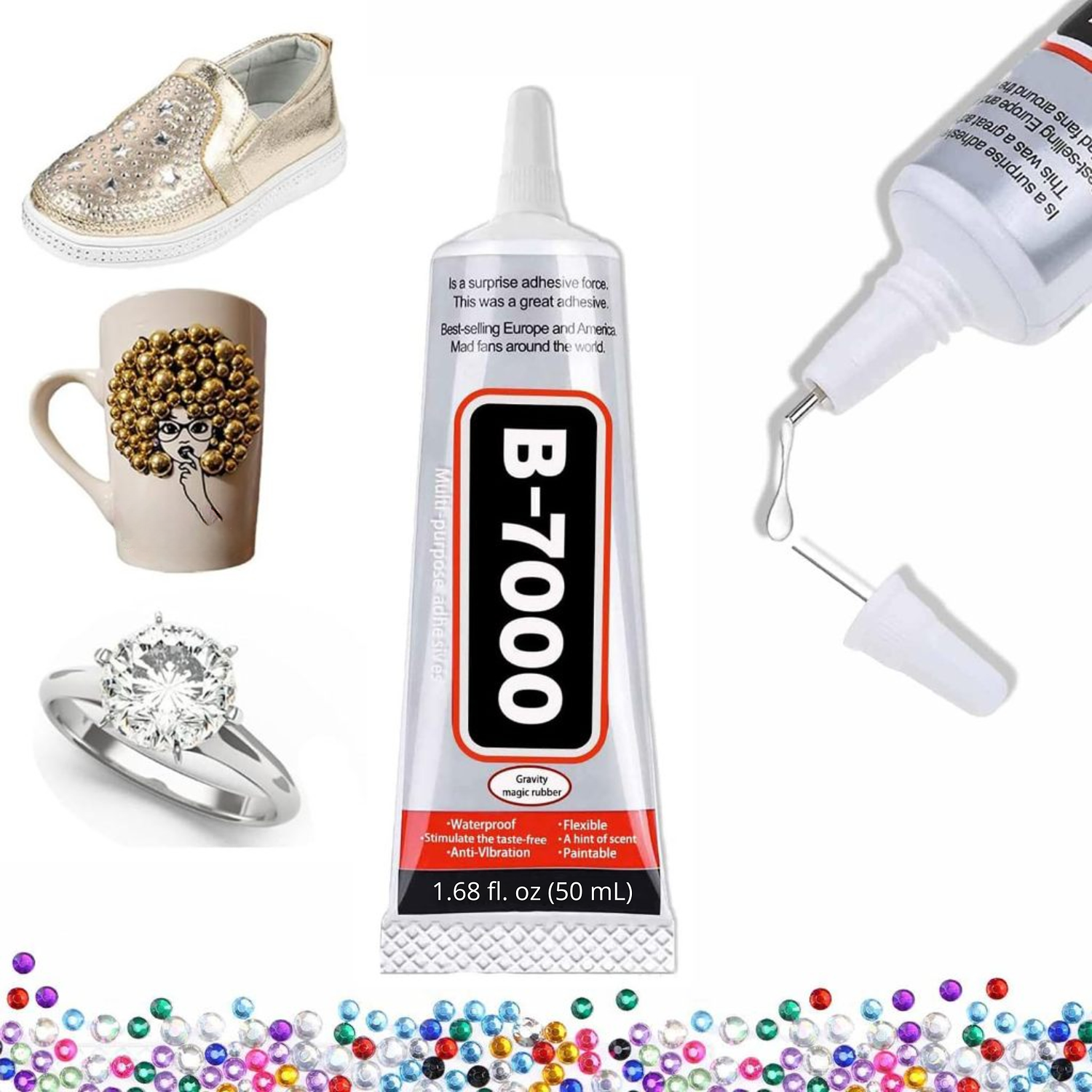 Pegamento B7000 Transparente Cristales Strass Y Manualidades - 50ml. 1