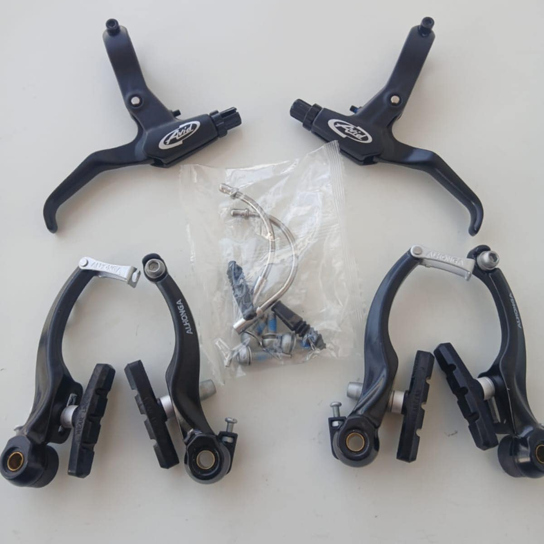 Conjunto de frenos V-Brake Par de herraduras Alhonga y Manillas AVID FR5 4