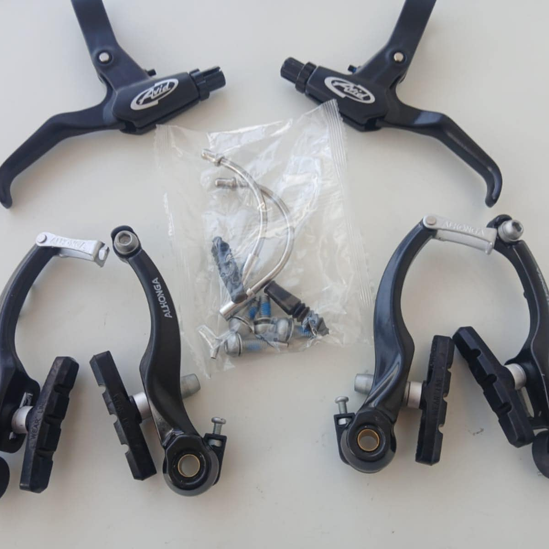 Conjunto de frenos V-Brake Par de herraduras Alhonga y Manillas AVID FR5 1