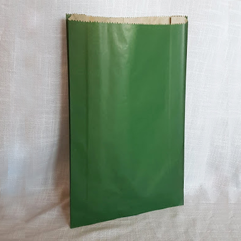 Sacos de Papel Color Verde C-0700 27 x 41,5 cms. 100 unidades