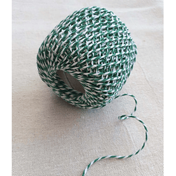 Cordón de algodón bicolor Verde y Blanco 30 mts.
