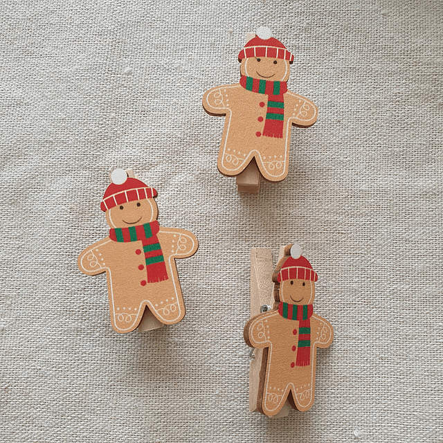 Pinzas de madera - Navidad Jengibre Bufanda