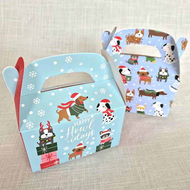 Pack Cajas Perritos Navidad 6.5x11x6.5 cms. 2 unidades