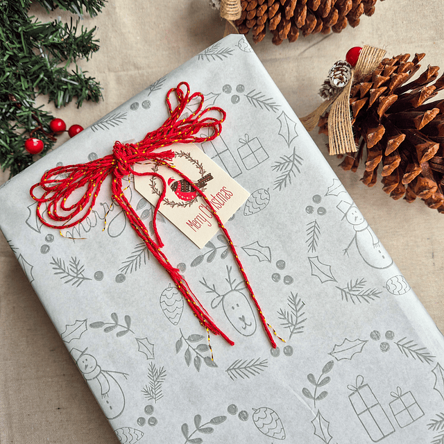 Papel Blanco 50 grs. Coronas Navidad 100 pliegos 80 x 100 cms