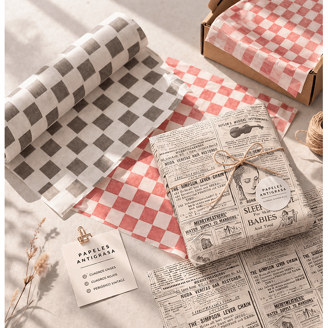 1000 hojas Papel Antigrasa Diario 30 x 30 cms.