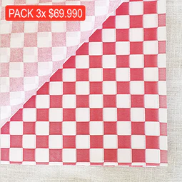 1000 hojas Papel Antigrasa Ajedrez Rojo 30 x 30 cms.