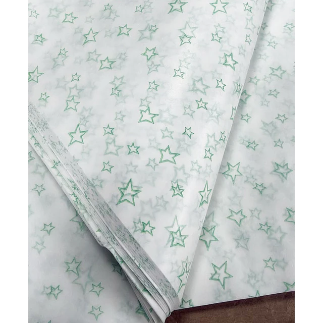 Papel Seda Estrellas Verdes 250 pliegos 77 x 90 cms