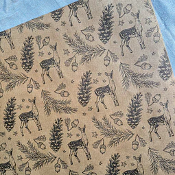 Papel Kraft Ciervo Navidad 10 pliegos 80 x 100 cms