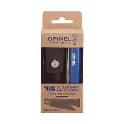 Cuchillo Opinel Azul 8 cms + Funda Cuero