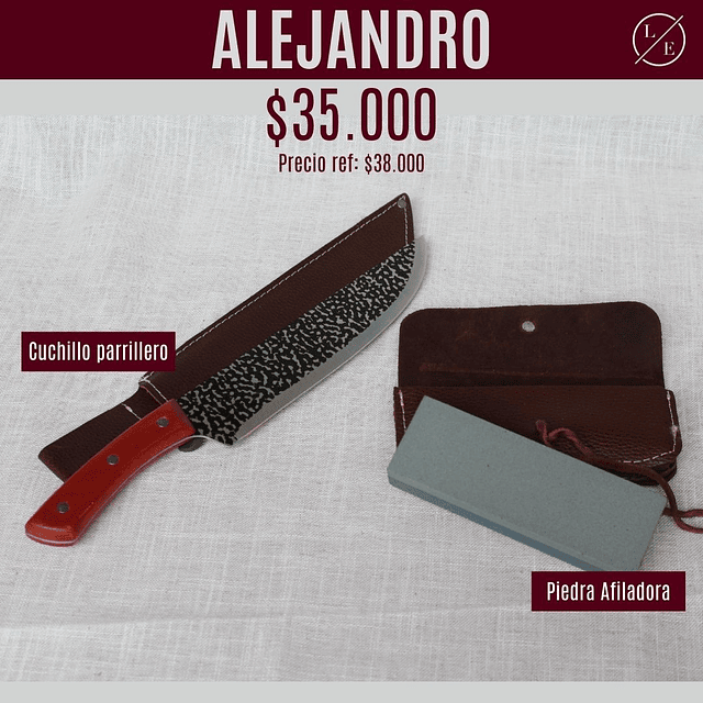 Pack Alejandro: Cuchillo Parrillero + Piedra Afiladora