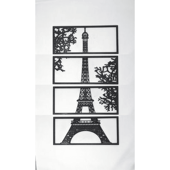 Torre Eiffel  en 2d alto relieve material acrilico negro de 3 mm para colgar