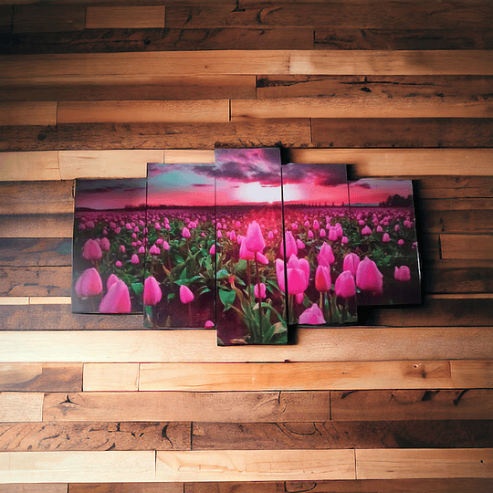 Cuadro Flores Tulipanes rosas de colores rojas 110 x 59