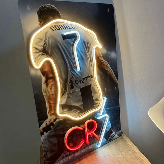 Cuadro ronaldo con luz en resina 