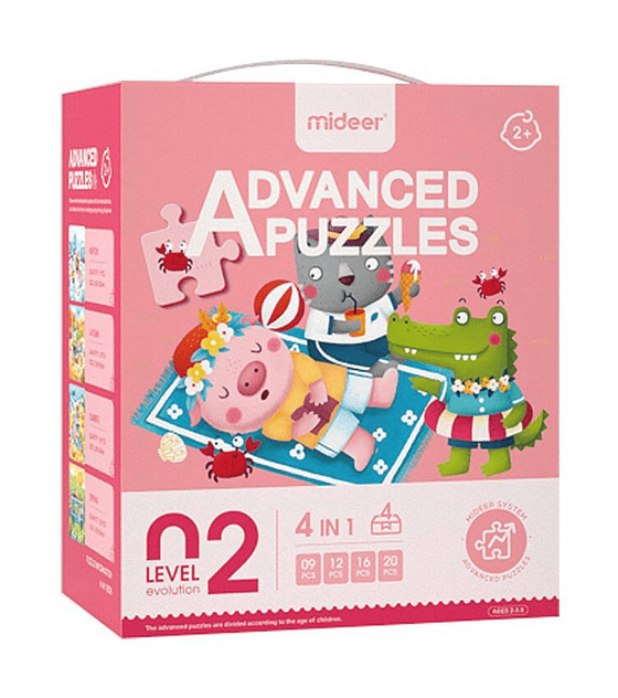 Puzzles Level up 2 4 en 1 Animales 