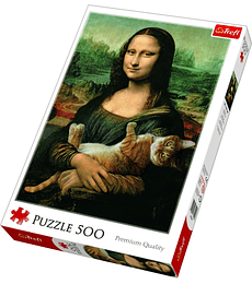 Puzzle Trefl 500 Pcs - Mona Lisa and Purring Kitty