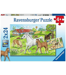 Puzzle 2x24 En los establos - Ravensburger