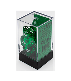 Dados Chessex: Translucent - Green/White - Set RPG