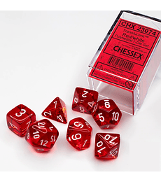 Dados Chessex: Translucent - Red/White - Set RPG