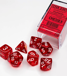 Dados Chessex: Translucent - Red/White - Set RPG