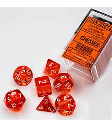 Dados Chessex: Translucent - Orange/White - Set RPG