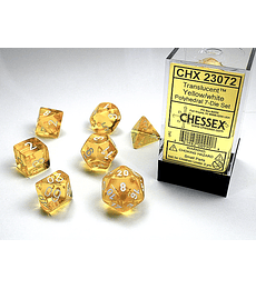Dados Chessex: Translucent - Yellow/White - Set RPG