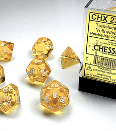 Dados Chessex: Translucent - Yellow/White - Set RPG