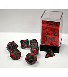 Dados Chessex: Translucent - Smoke/Red - Set RPG