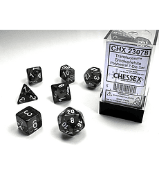 Dados Chessex: Translucent - Smoke/White - Set RPG
