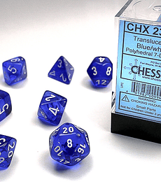 Dados Chessex: Translucent - Blue/White- Set RPG