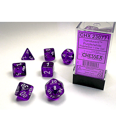 Dados Chessex: Translucent - Purple/White- Set RPG