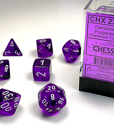 Dados Chessex: Translucent - Purple/White- Set RPG
