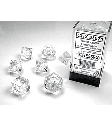 Dados Chessex: Translucent - Clear/White- Set RPG