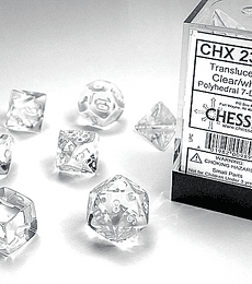 Dados Chessex: Translucent - Clear/White- Set RPG