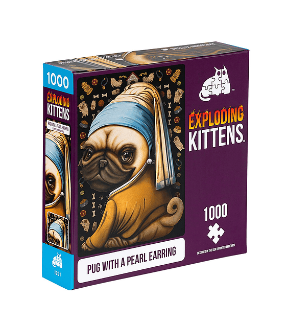 Puzzles Exploding Kittens 1000 piezas: Pug with a Pearl Earring