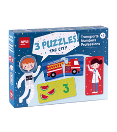 APLI: Set 3 Puzzle - La Ciudad: Transportes - Números - Profesiones