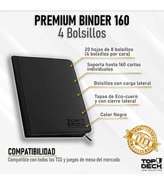 Carpeta Top Deck Premium Binder 160 Color Negro