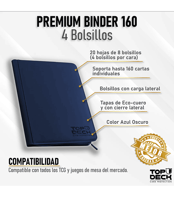 Carpeta Top Deck Premium Binder 160 Color Azul