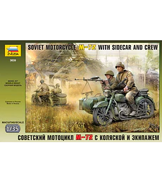 Soviet Motorcycle M-72 with sidecar and Crew