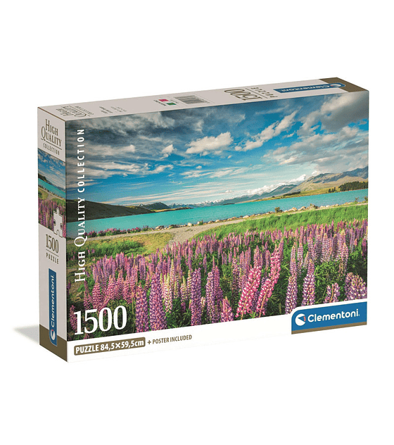 Puzzle Clementoni Lupinos En El Lago Tekapo de 1500 Piezas