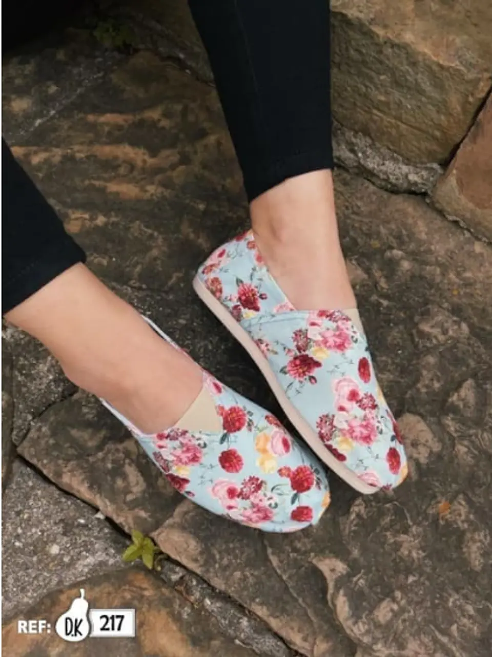 Zapato Pera D.K Azul Flores 2