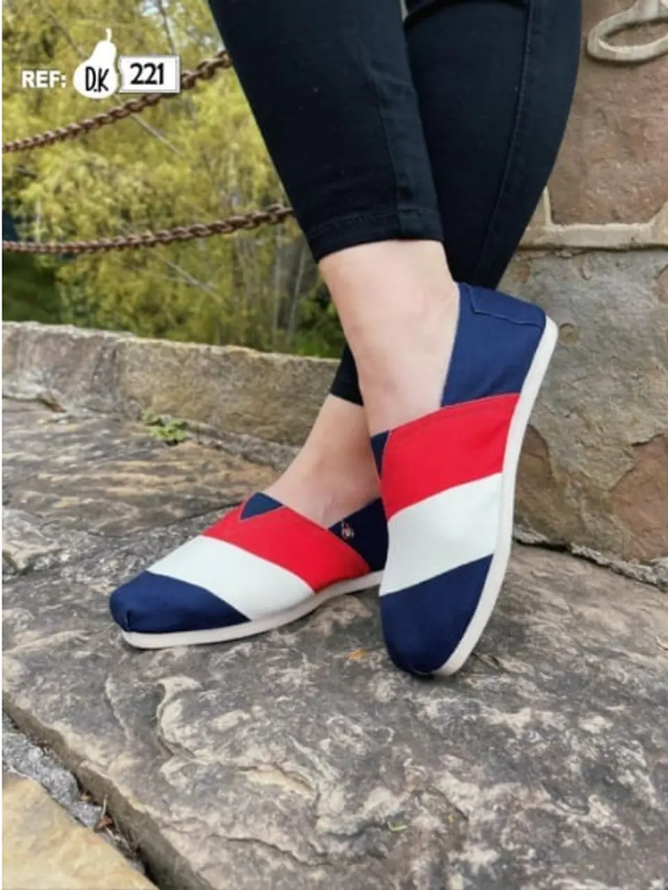 Zapato Pera D.K Rayas Grandes Rojo/Azul/Blanco 1