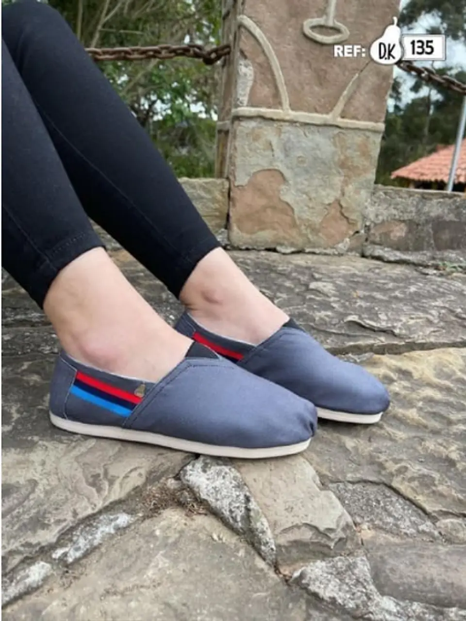 Zapato Pera D.K Rayas Gris Rojo/Azul 1