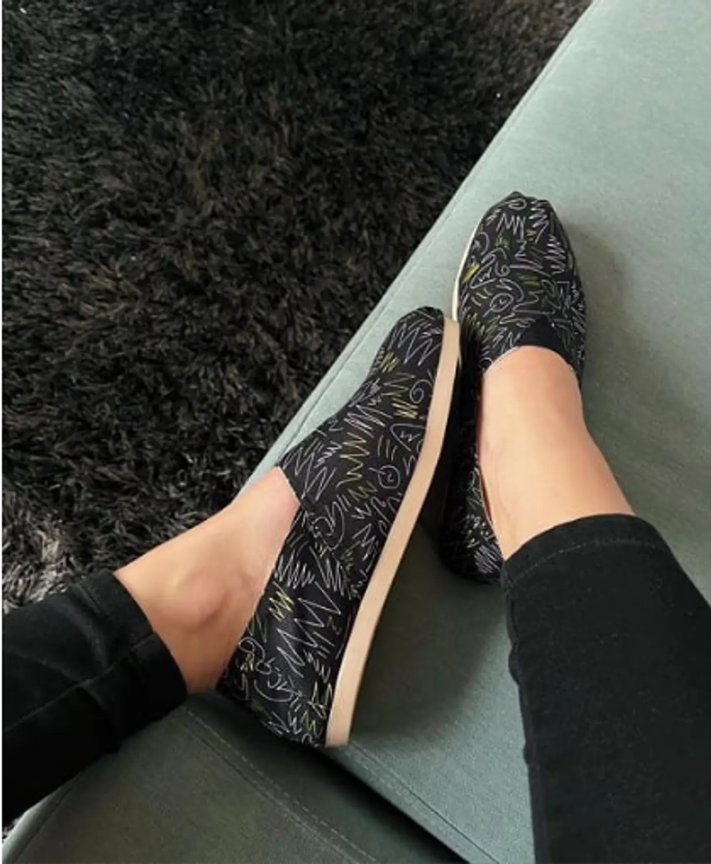 Zapato Pera D.K Negro Rayas Verde/Lila 1