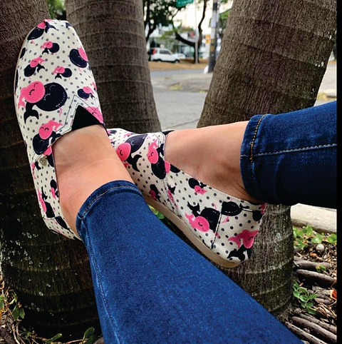 Zapato Pera D.K Negro y Rosado Ballenitas