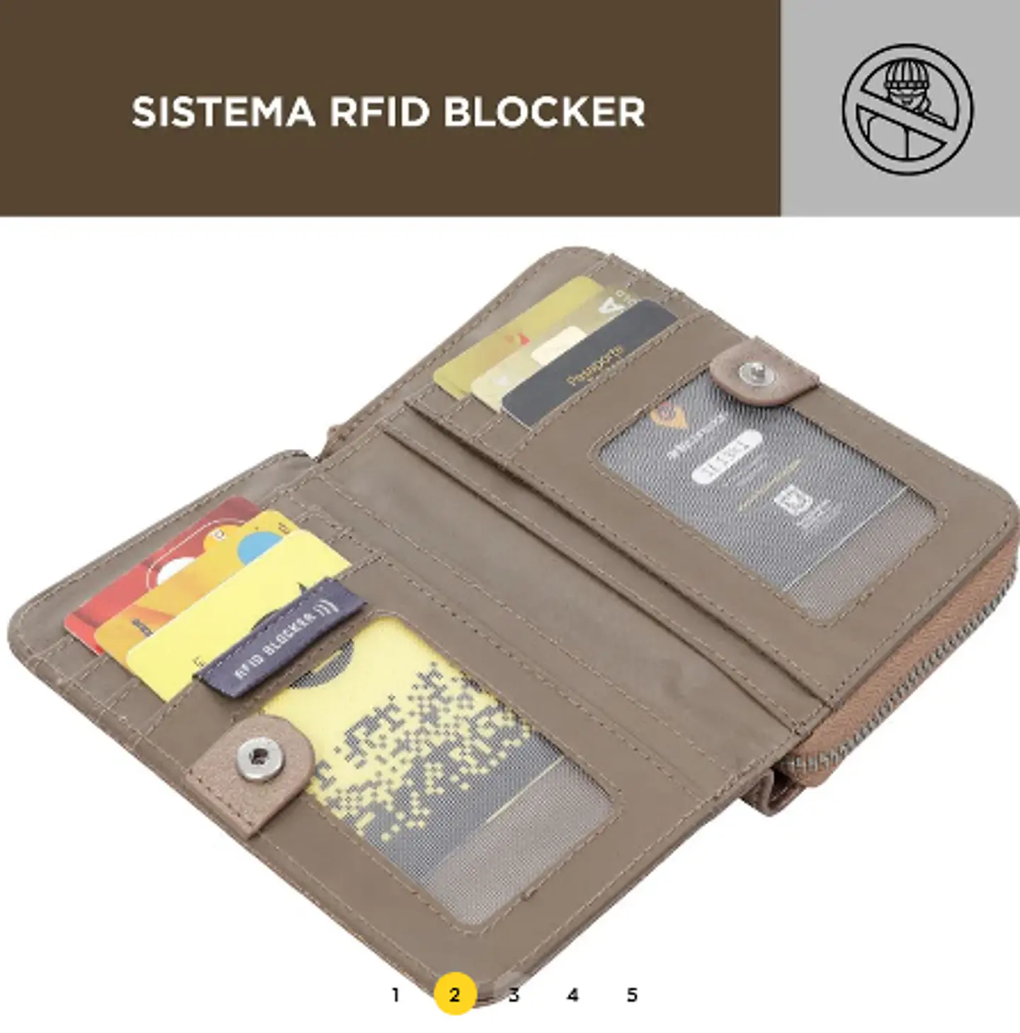 Billetera Pu Leather Rfid Sepia 5